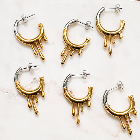 Dripping Gold Small Hoops